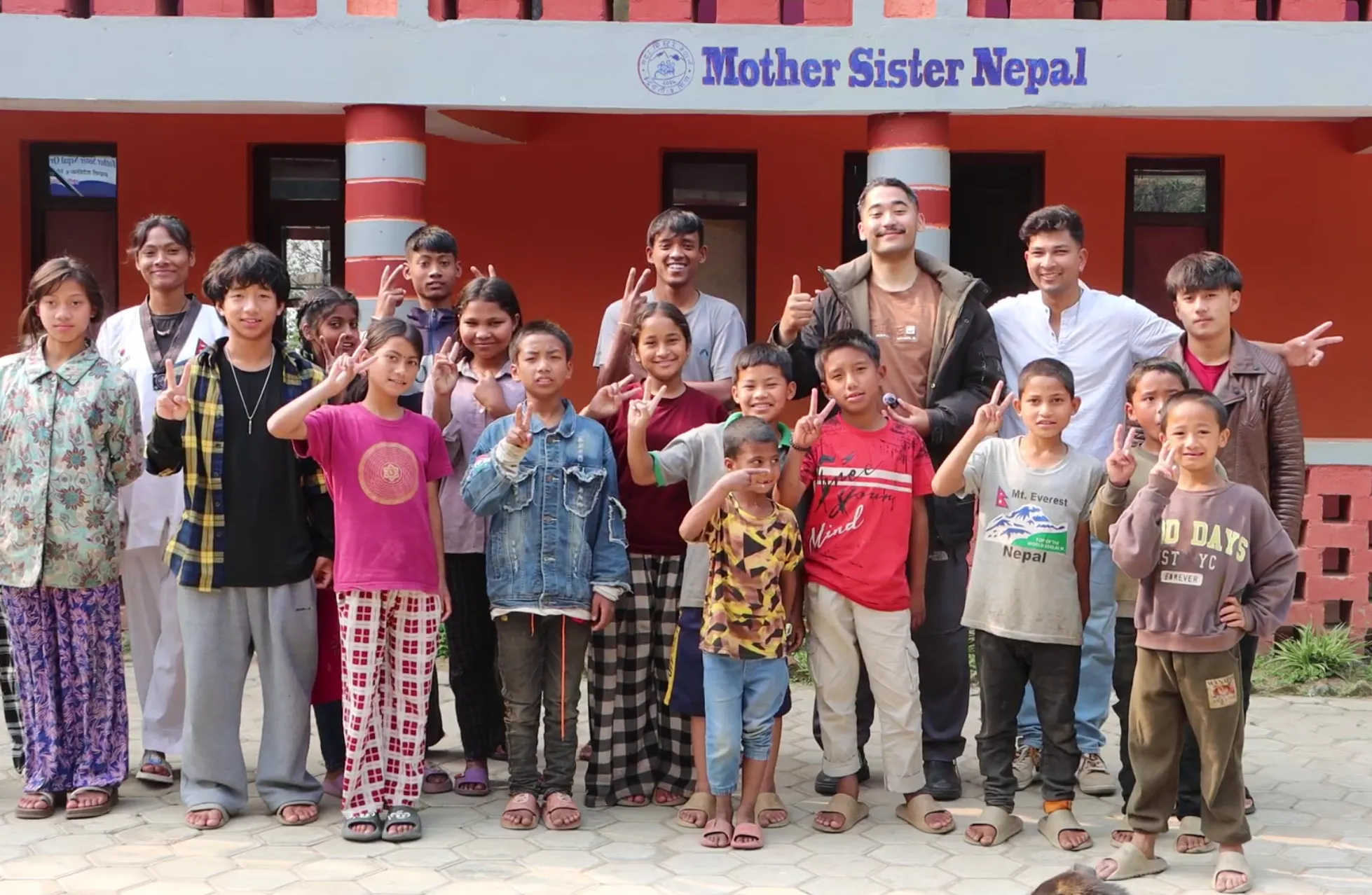 The Pragyakri team with children at Mother Sister Nepal, Aiselukharka
